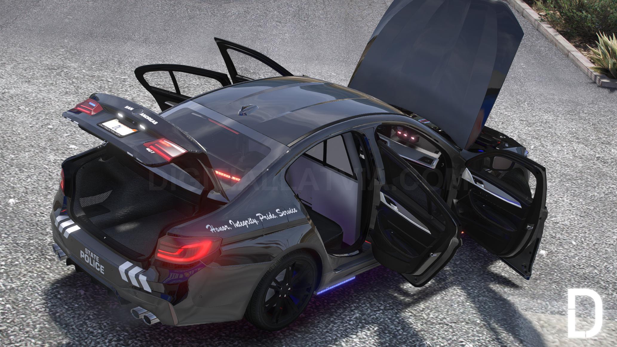 BMW M5 F90 2019 Police | Debadged | Template - Image 5
