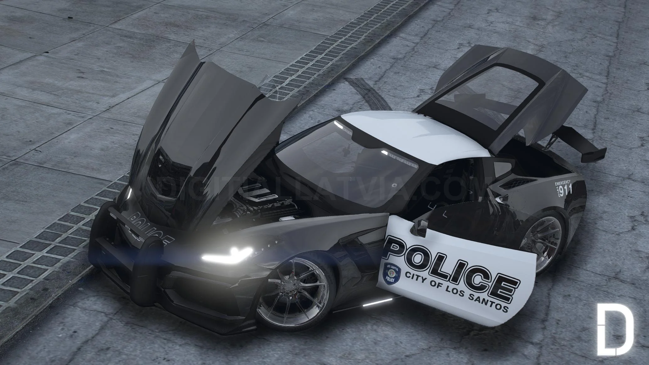 Chevrolet Corvette C7 Police | Debadged | Template - Image 4