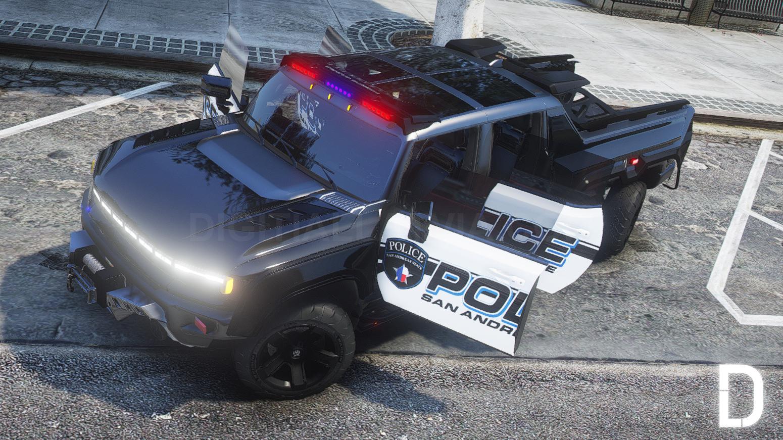 Hummer GMC EV 6x6 2022 Police | Debadged | Template - Image 3