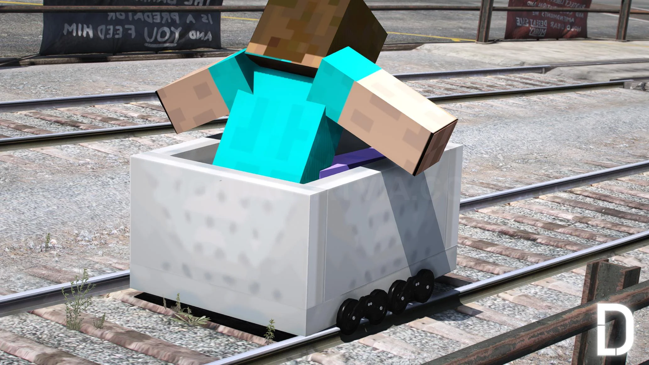 Minecraft Steve + Minecart - Image 2