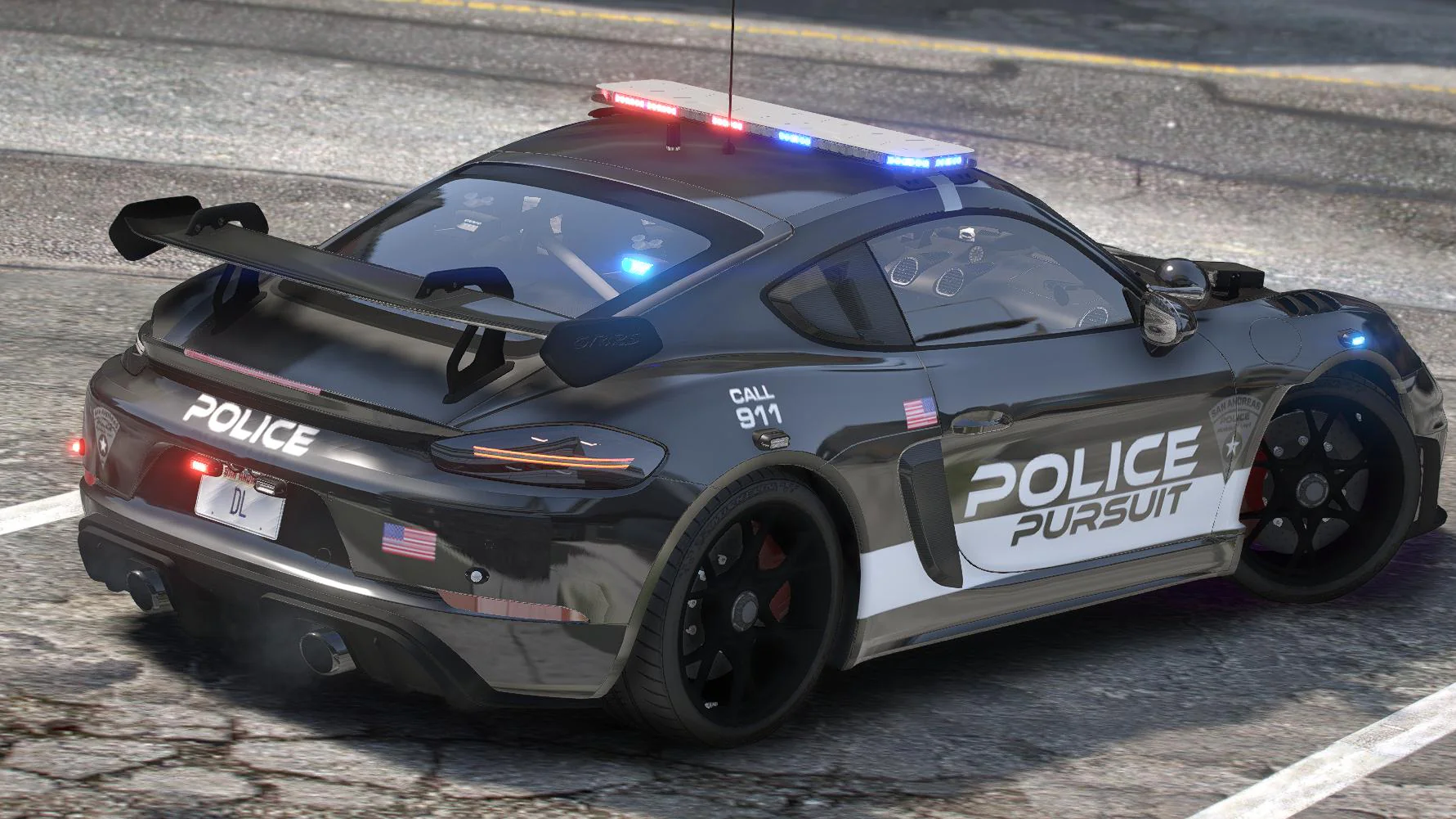 Porsche Cayman 718 GT4RS Police 2022 | Debadged | Template - Image 2