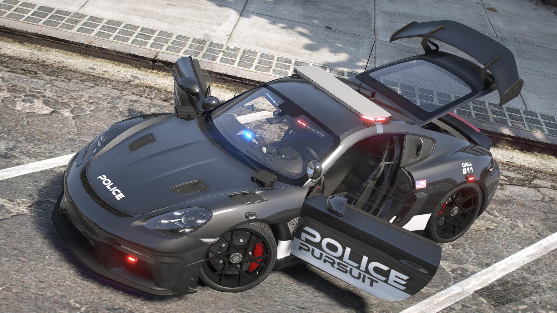 Porsche Cayman 718 GT4RS Police 2022 | Debadged | Template - Image 3
